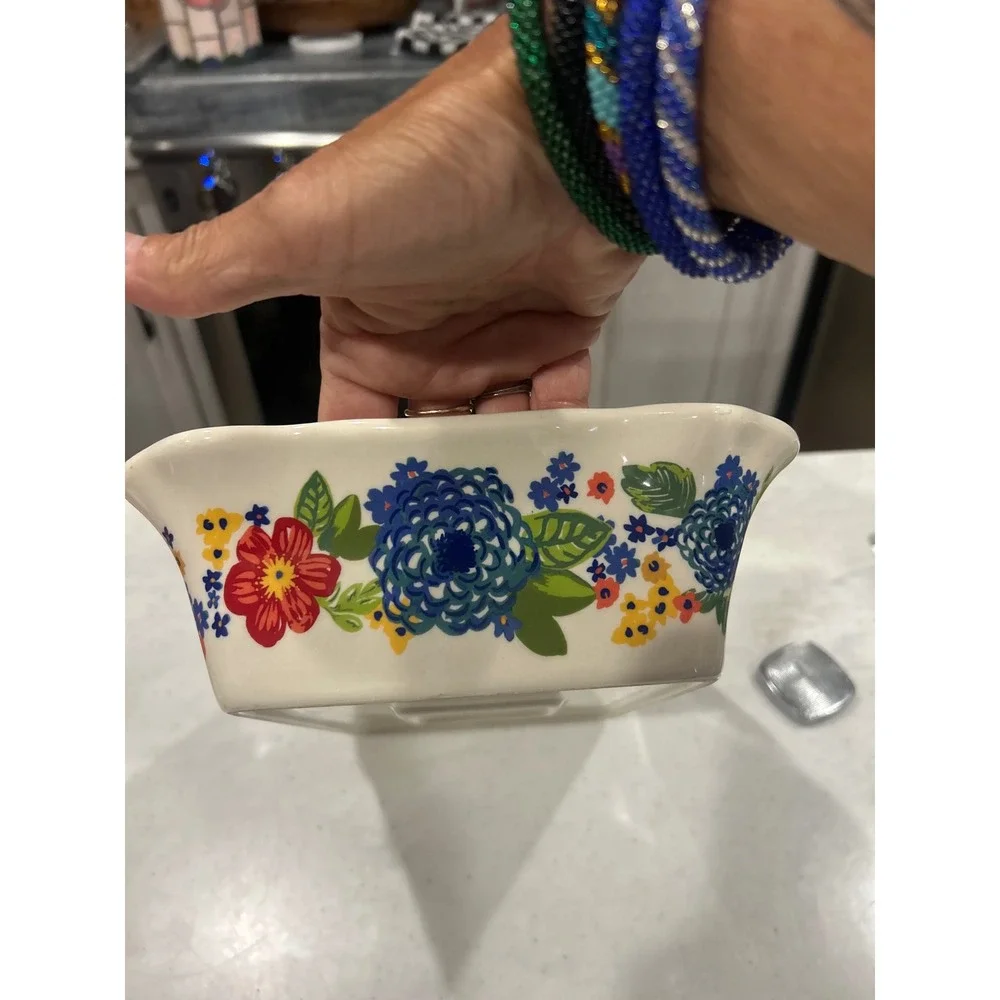 Pioneer Woman Breezy Blossom Rectangular Baker Stoneware Floral Baking Dish 12x8